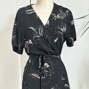 Artizia Babaton Wallace Wrap Dress - Black Botanical Floral